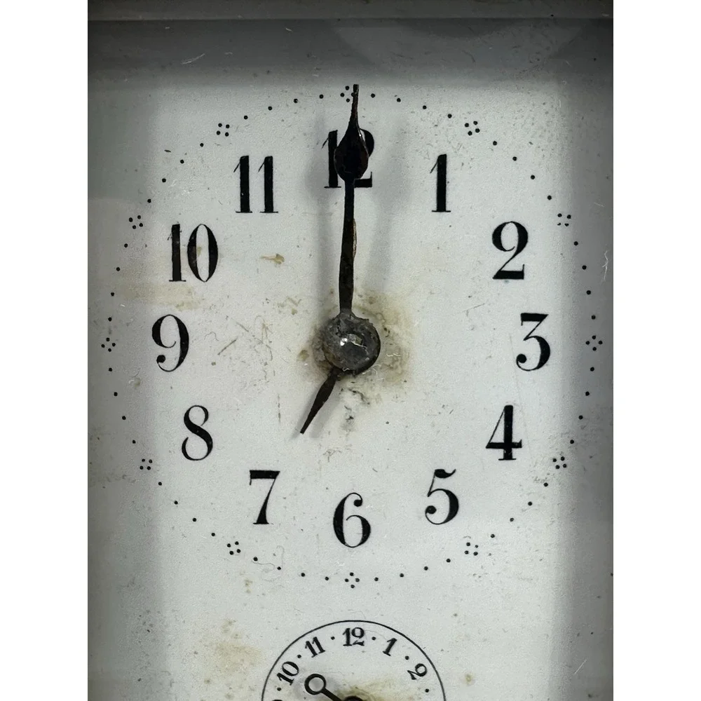 Antique French Carriage Alarm Clock Box Key H&H France Beveled NOT WORKING